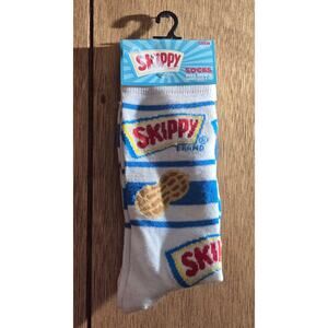Skippy Peanut Butter Crew Socks Men’s 6–12 Novelty Food Logo Socks NWT NEW